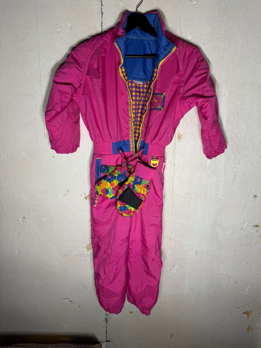 Vintage Obermeyer Kids Bora Bora Pink One Piece Ski Suit with Mittens Size 5